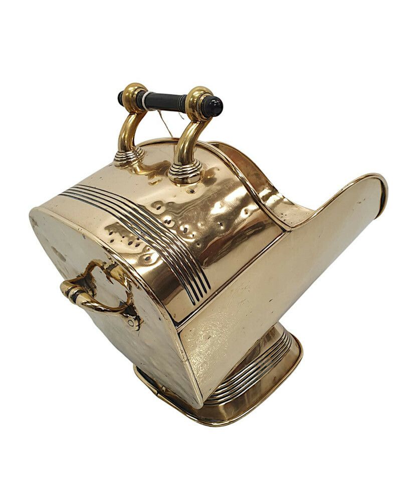 A Fabulous 19th Century Polished Brass Helmet Coal Scuttle photo Home Fixtures