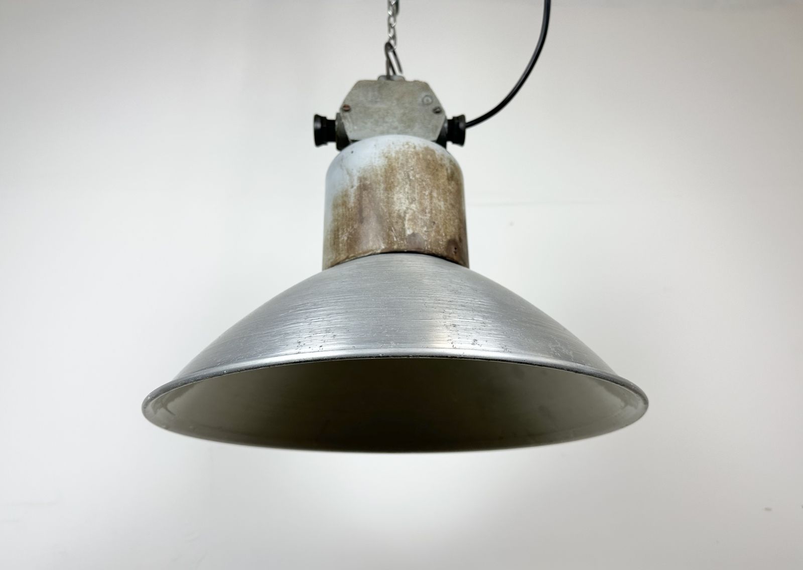 189.0 Industrial Aluminium Pendant Lamp From Polam Wilkasy, 1960s, 2x photo