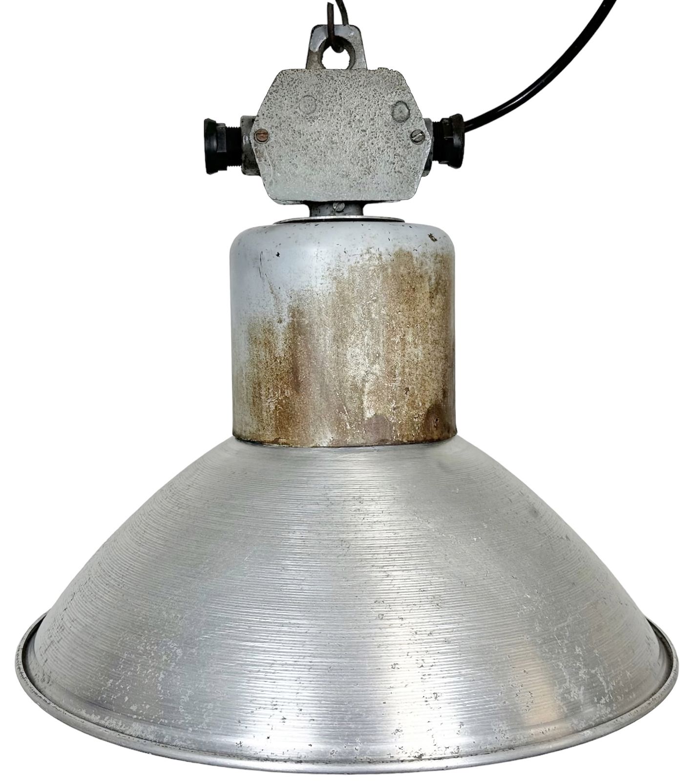 Industrial Aluminium Pendant Lamp From Polam Wilkasy, 1960s, 2x