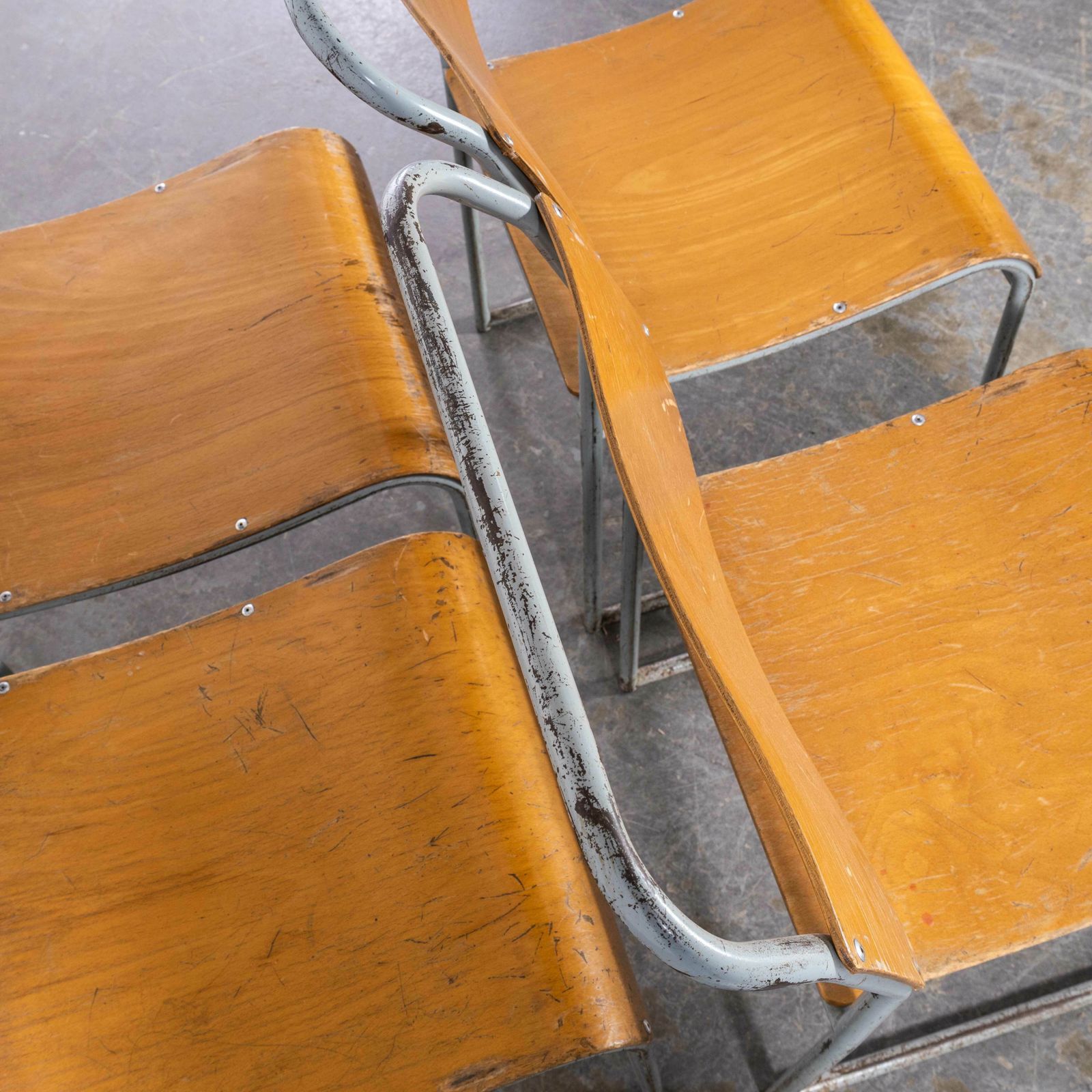 1950’s Dual Tubular Metal Grey Dining Chairs – Set Of Four photo 408.0