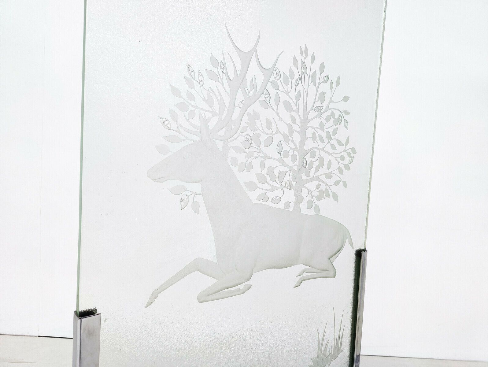 Pair Of Mid Century Modern Engraved Glass Panels photo 5140.0