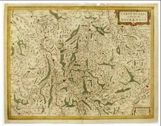Old Plan Map   Map Of The Country And Duchy Of Nivernois   Henricus Honiccus 1638