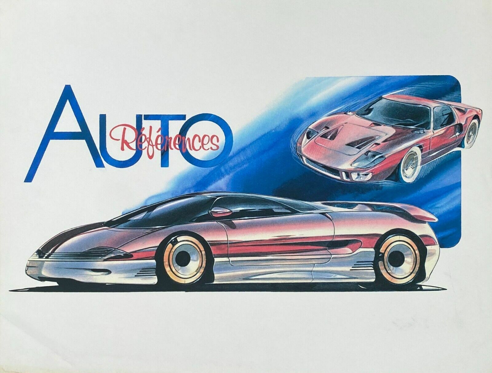 Auto References   Beautiful Original Lithograph Car Porsche Ferrari