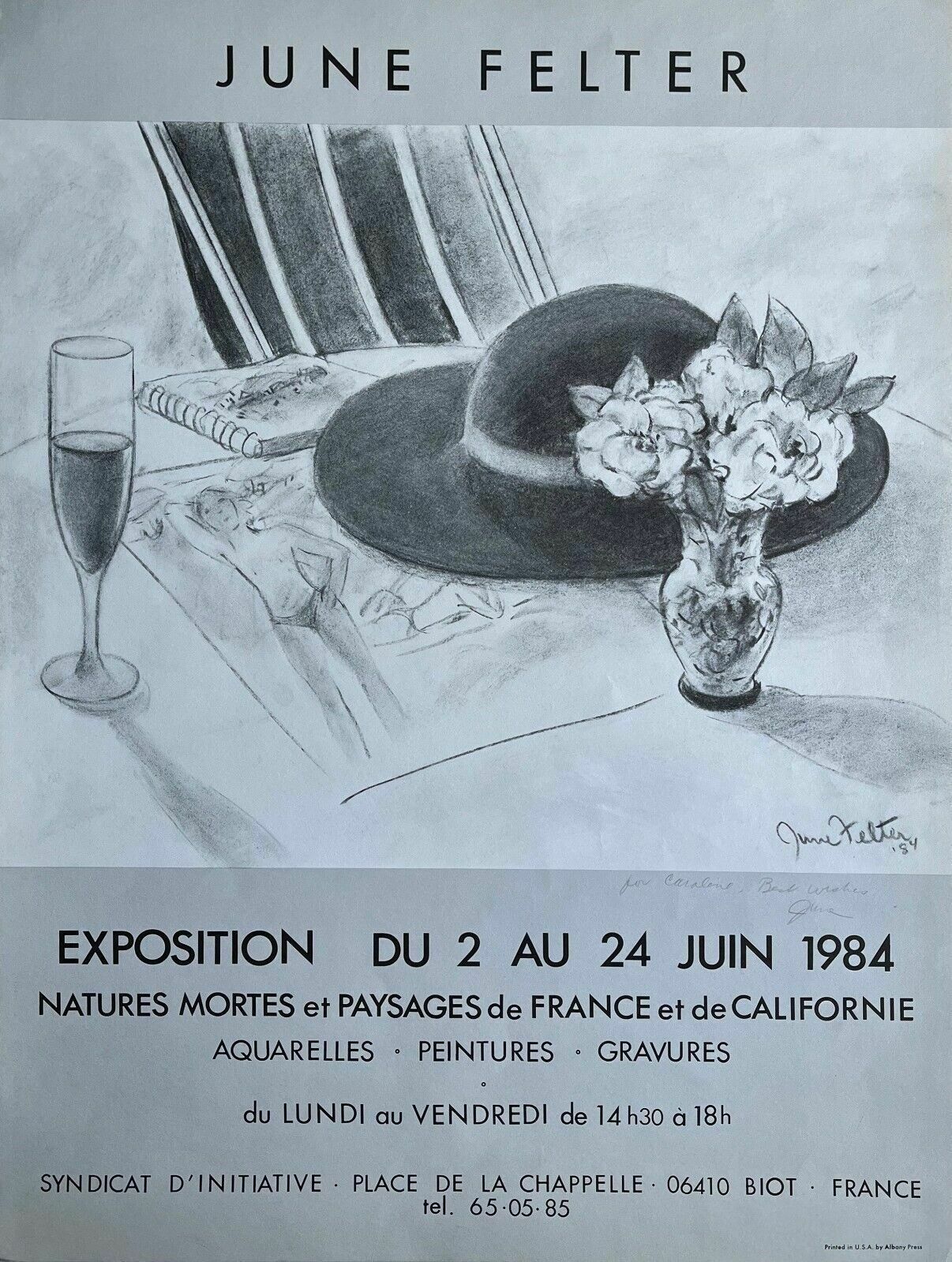 June Felter   Poster Poster Print Handsigned Exhibition Paris 1984 Woman Artist