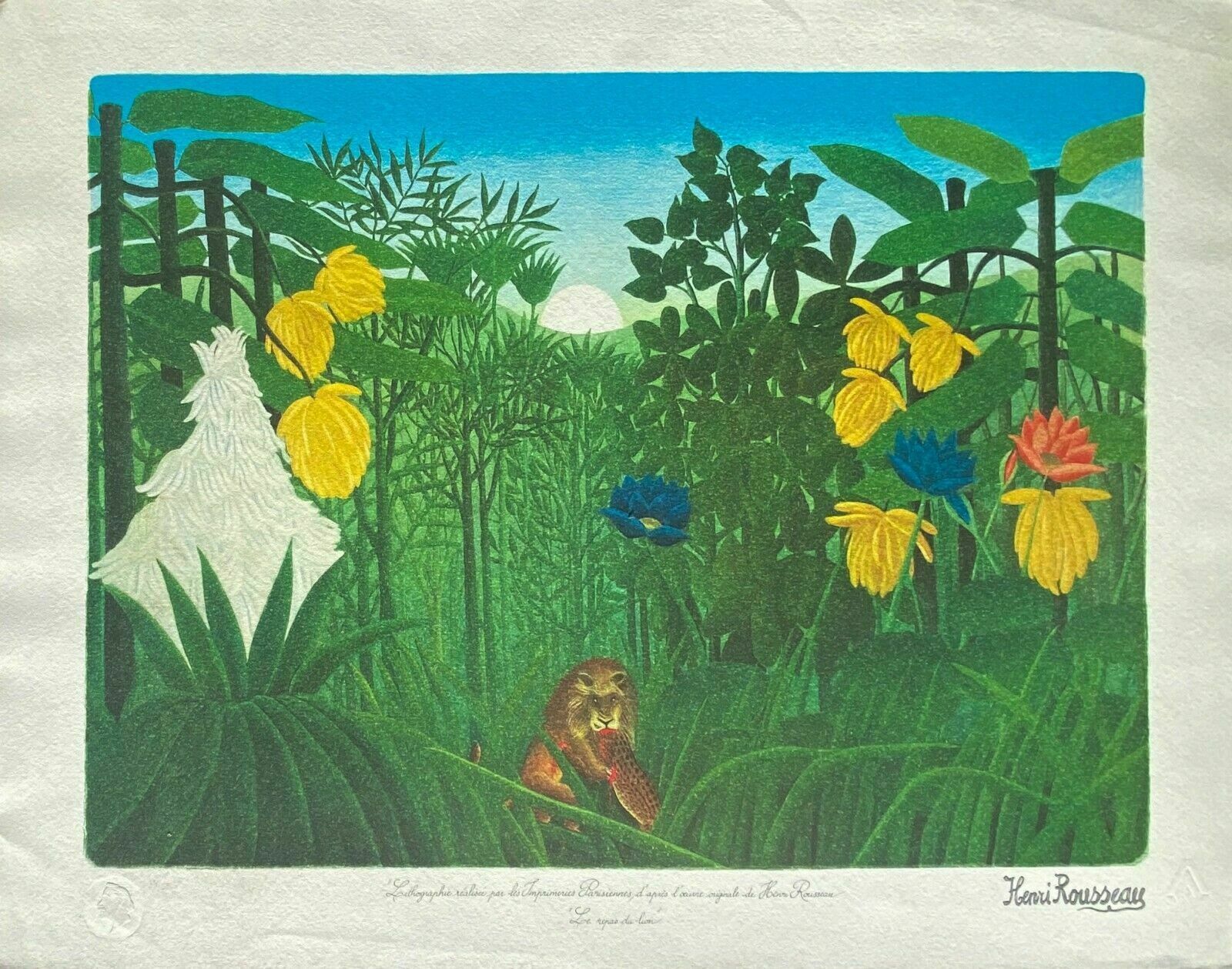 Lithograph After Le Douanier Rousseau   The Meal Of The Lion