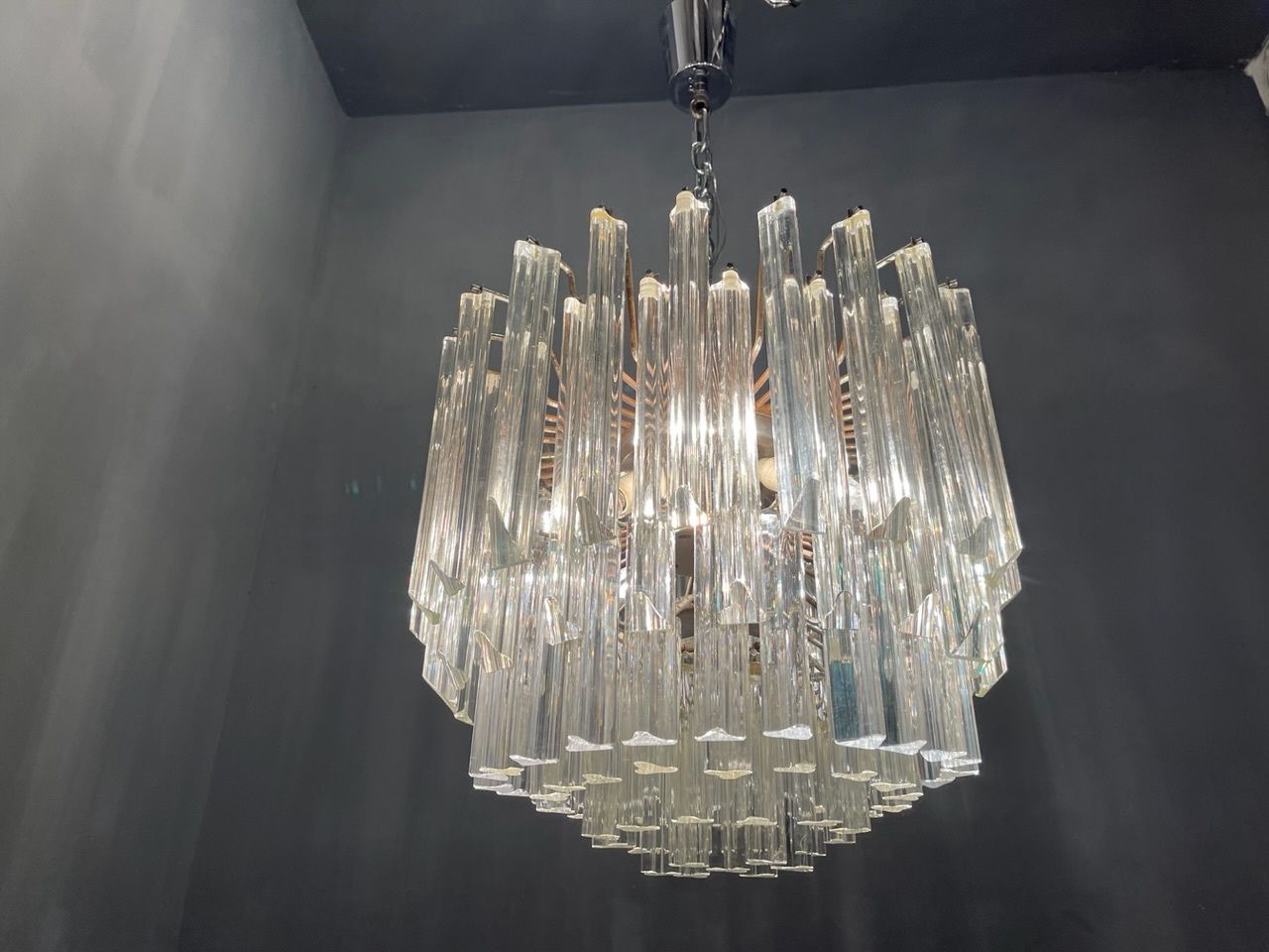 Italian Murano Glass Prism Triedri Chandelier photo Lighting