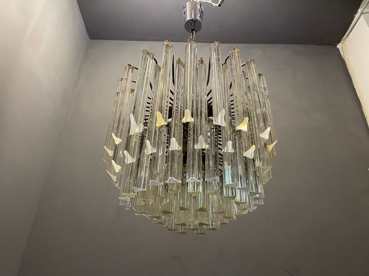 Italian Murano Glass Prism Triedri Chandelier photo vintage
