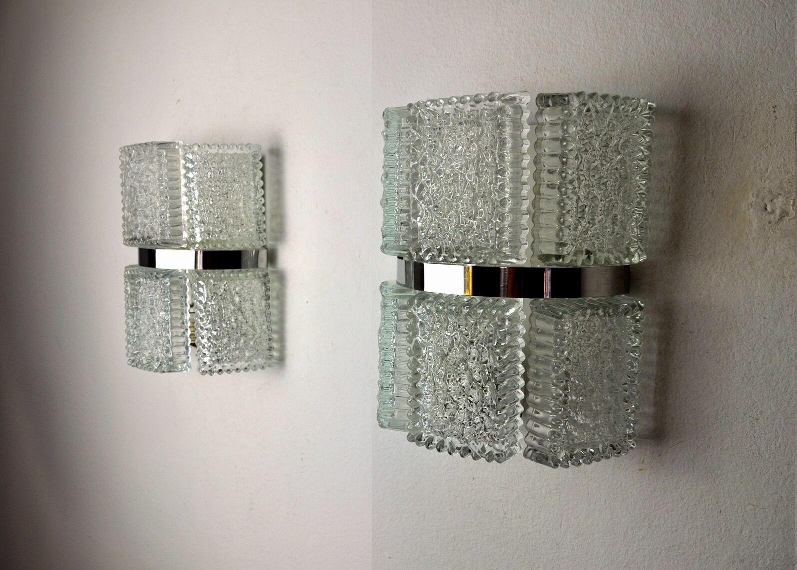Pair Of Sconces By Kaiser Leuchten, Frosted Glass, Germany, 1960 photo vinterior
