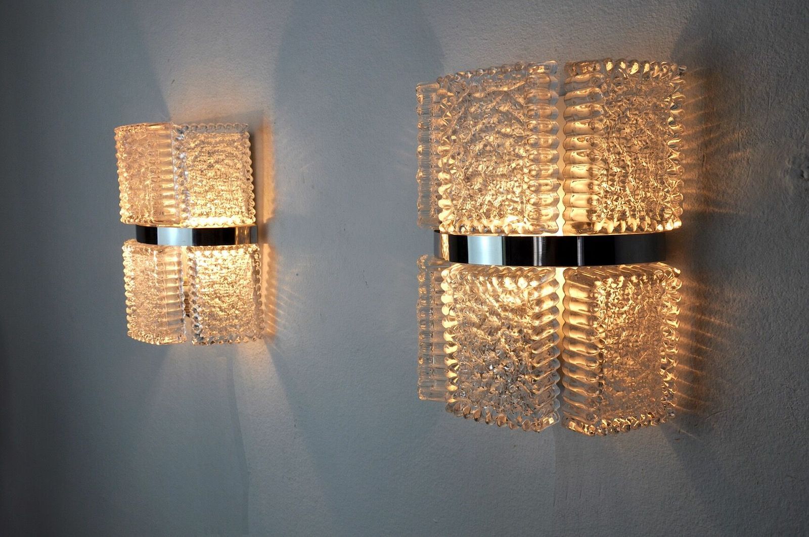 photo for sale Pair Of Sconces By Kaiser Leuchten, Frosted Glass, Germany, 1960