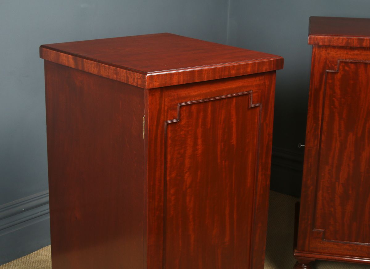 English Pair Of Regency Figured Mahogany Pedestal Cabinets / Cupboards (Circa 1820) photo for sale