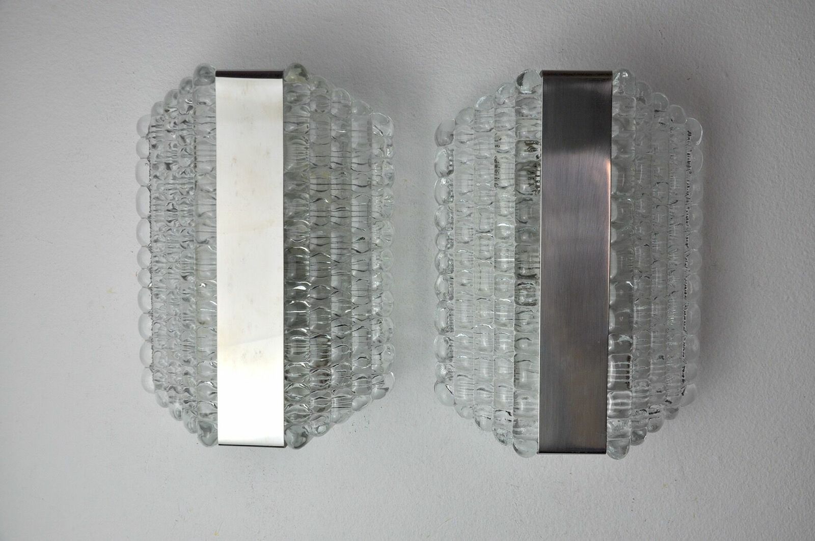 Pair Of Wall Lamps By Kaiser Leuchten, Frosted Glass, Germany, 1960 photo Lighting