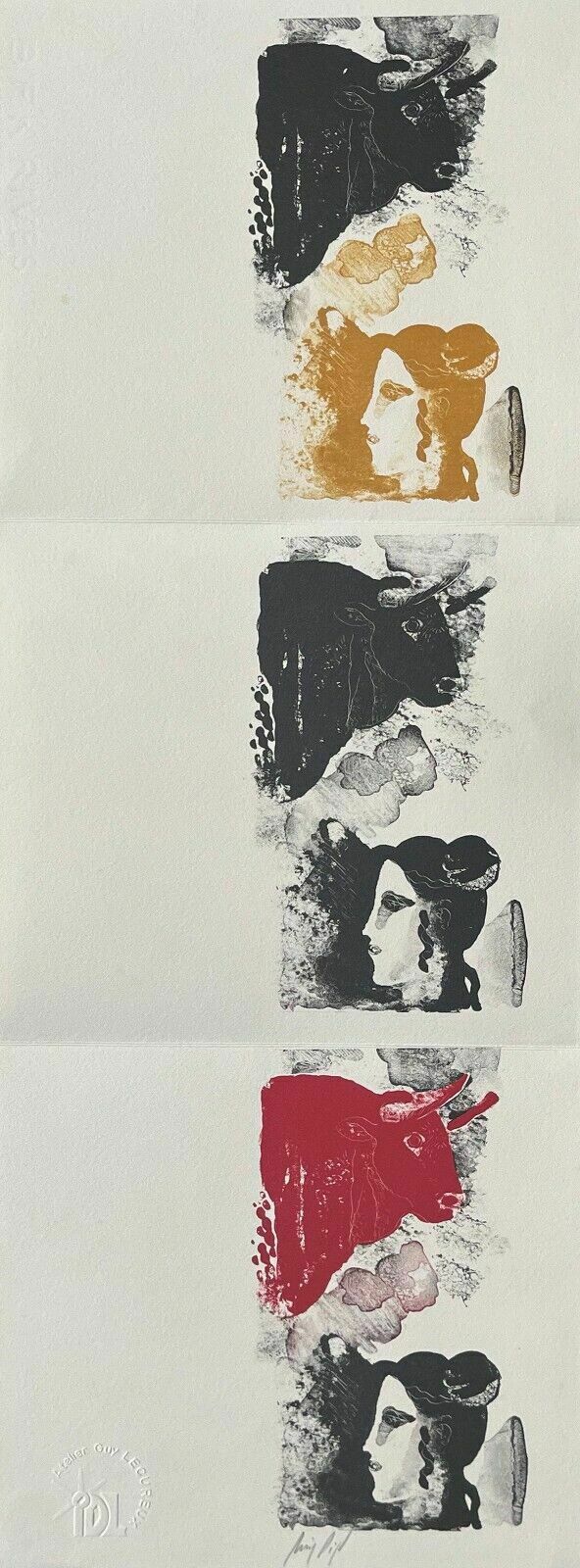 Ruiz Pipo Manolo Signed Lithograph The Woman And The Bull Idl Paris