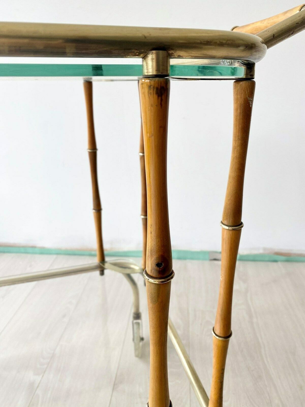 Maison Jansen Faux Bamboo & Brass Drinks Trolley photo 1355.0