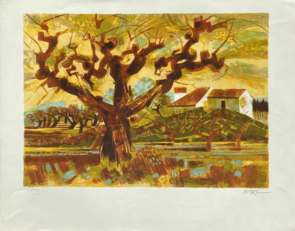 Michel King Original Lithograph Norman Landscape Normandy