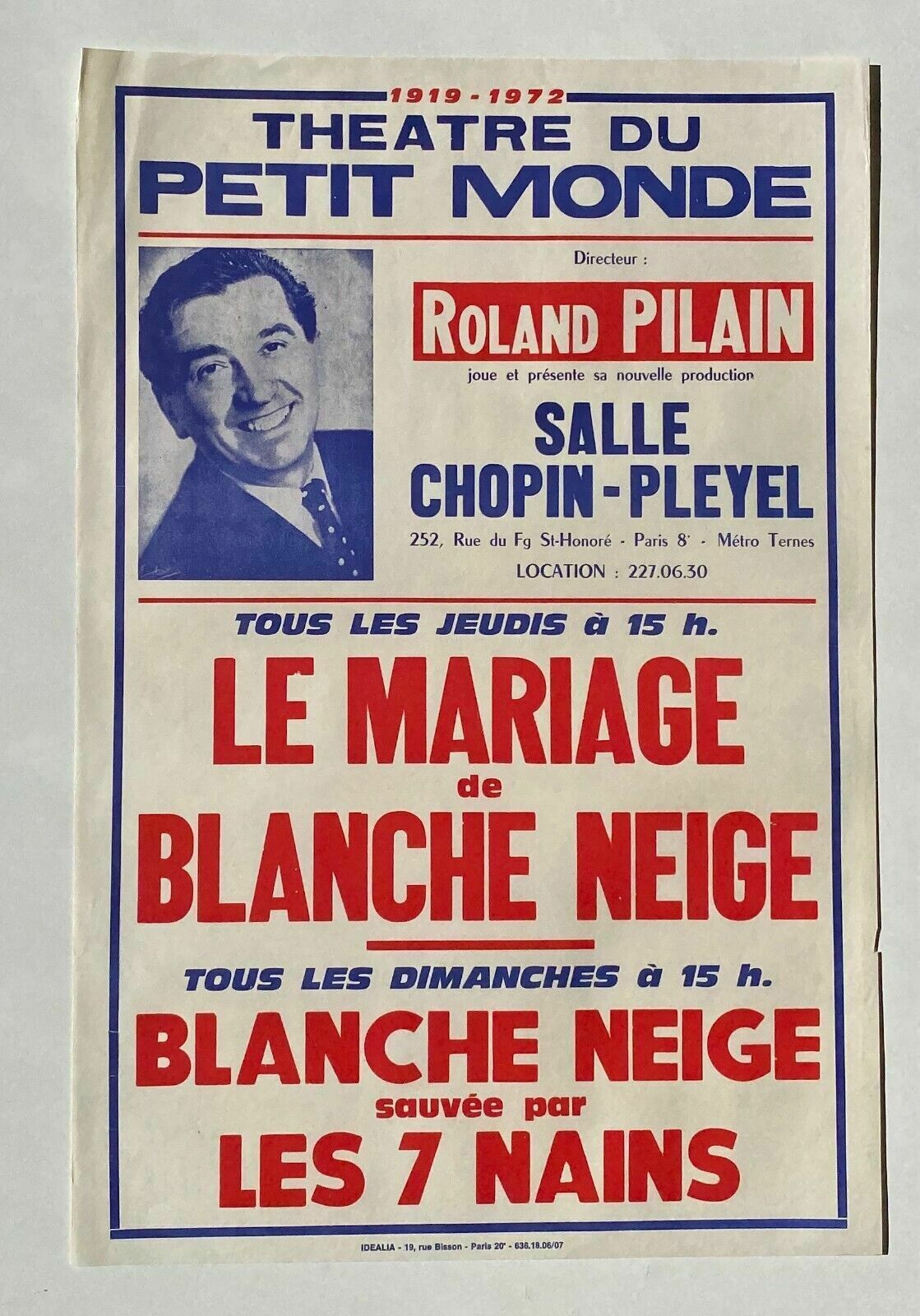 Theater Du Petit Monde Roland Pilain   Poster 1972 Snow White's Wedding