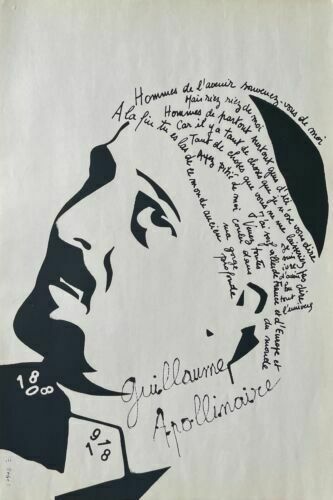 Apollinaire Guillaume Portrait Original Screen Print By Bernard Pages 1993