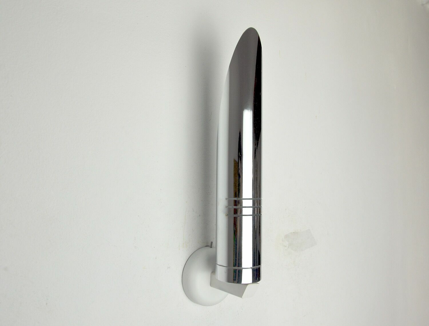Tubular Space Age Wall Lamp, Chromed Metal, Italy, 1970 photo buy