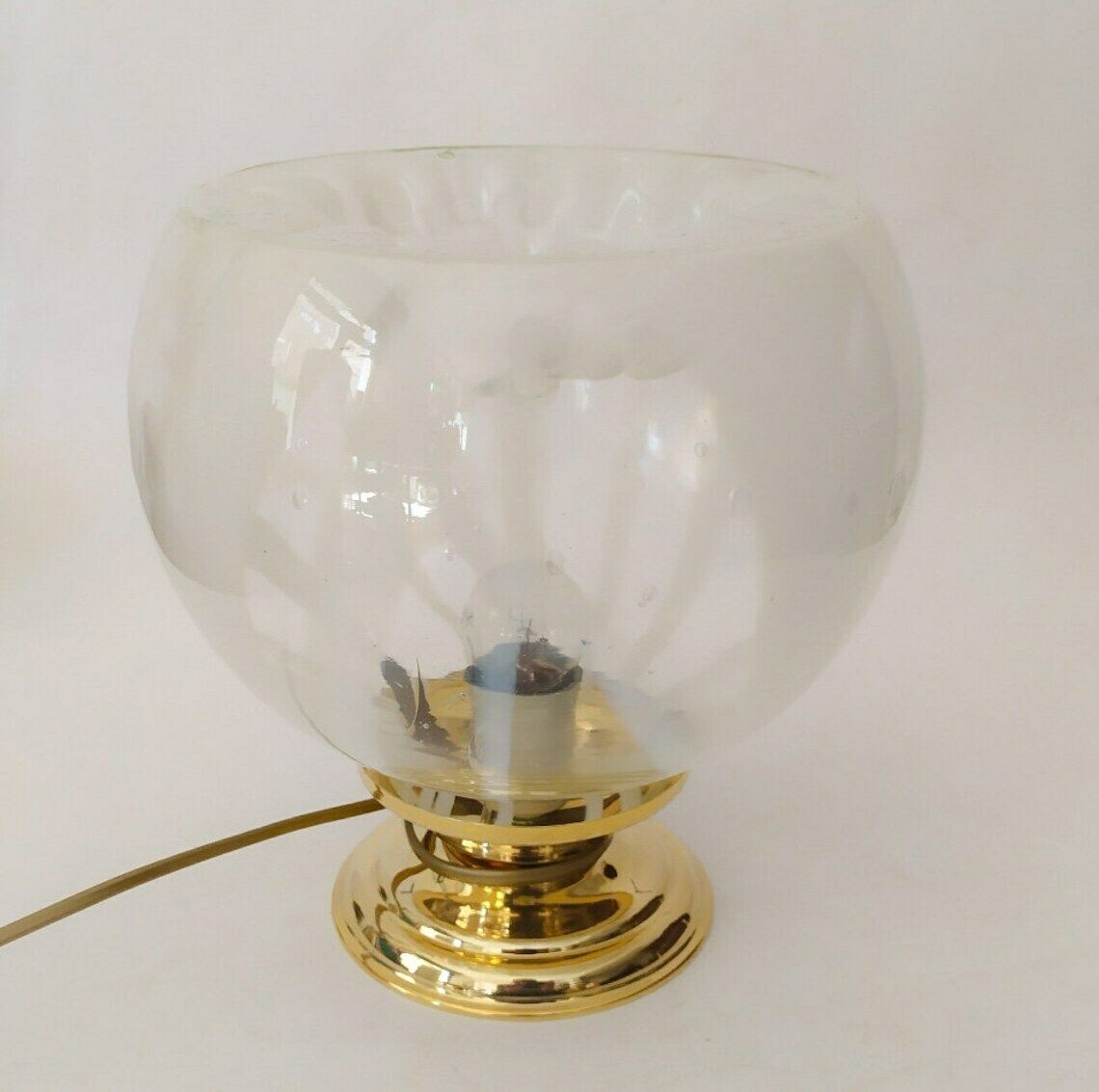 Table Lamp In White And Transparent Murano Glass Vintage Design Mazzega Zuccheri Nason Gold Base photo 255.0