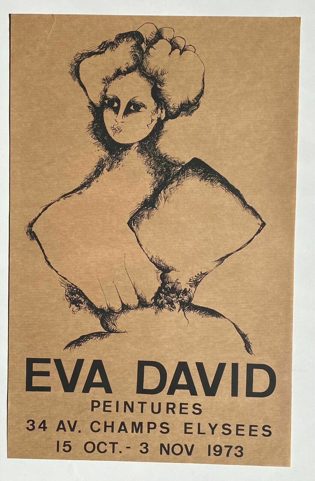 Eva David Poster Exhibition Paintings Champs Elysées Paris 1973 Woman Art