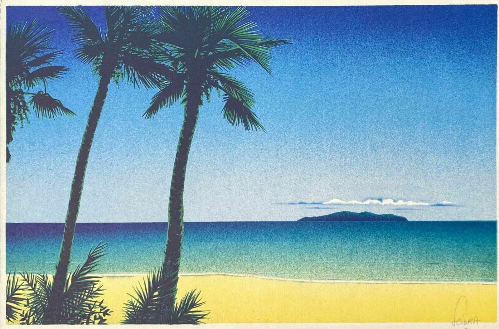 Daniel Sciora Signed Lithograph Landscape Of The Hawaiian Caribbean Tropics