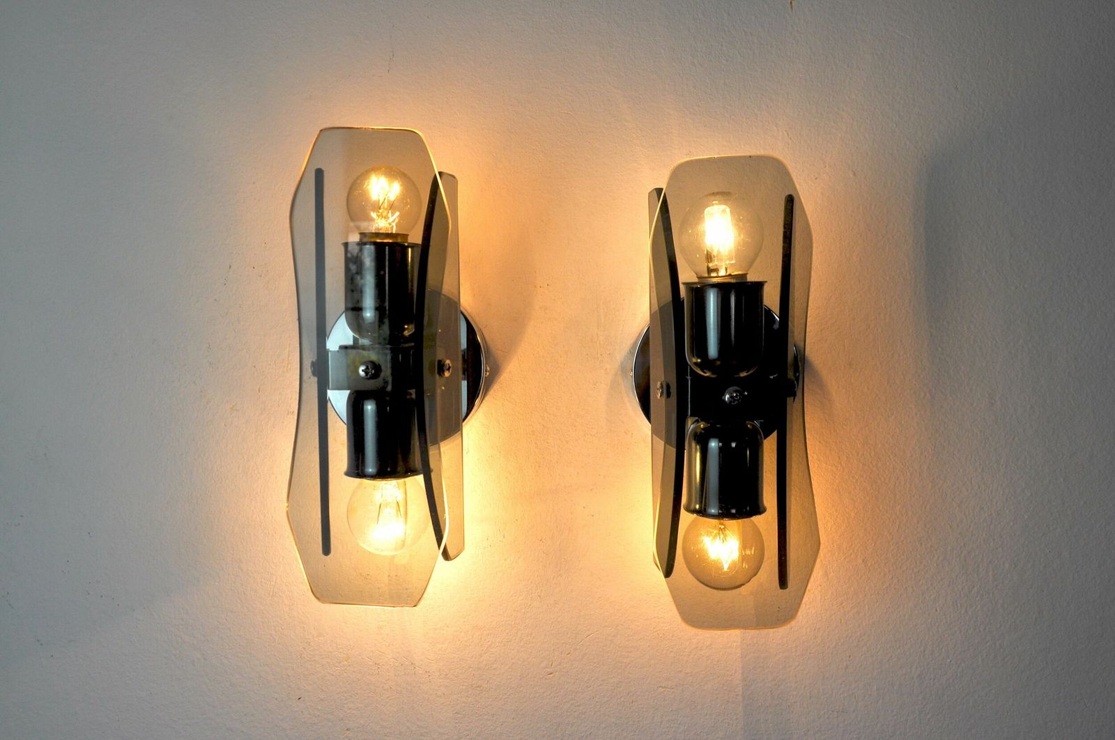 Pair Of Black Veca Sconces, Murano Glass, Italy, 1960s photo vinterior