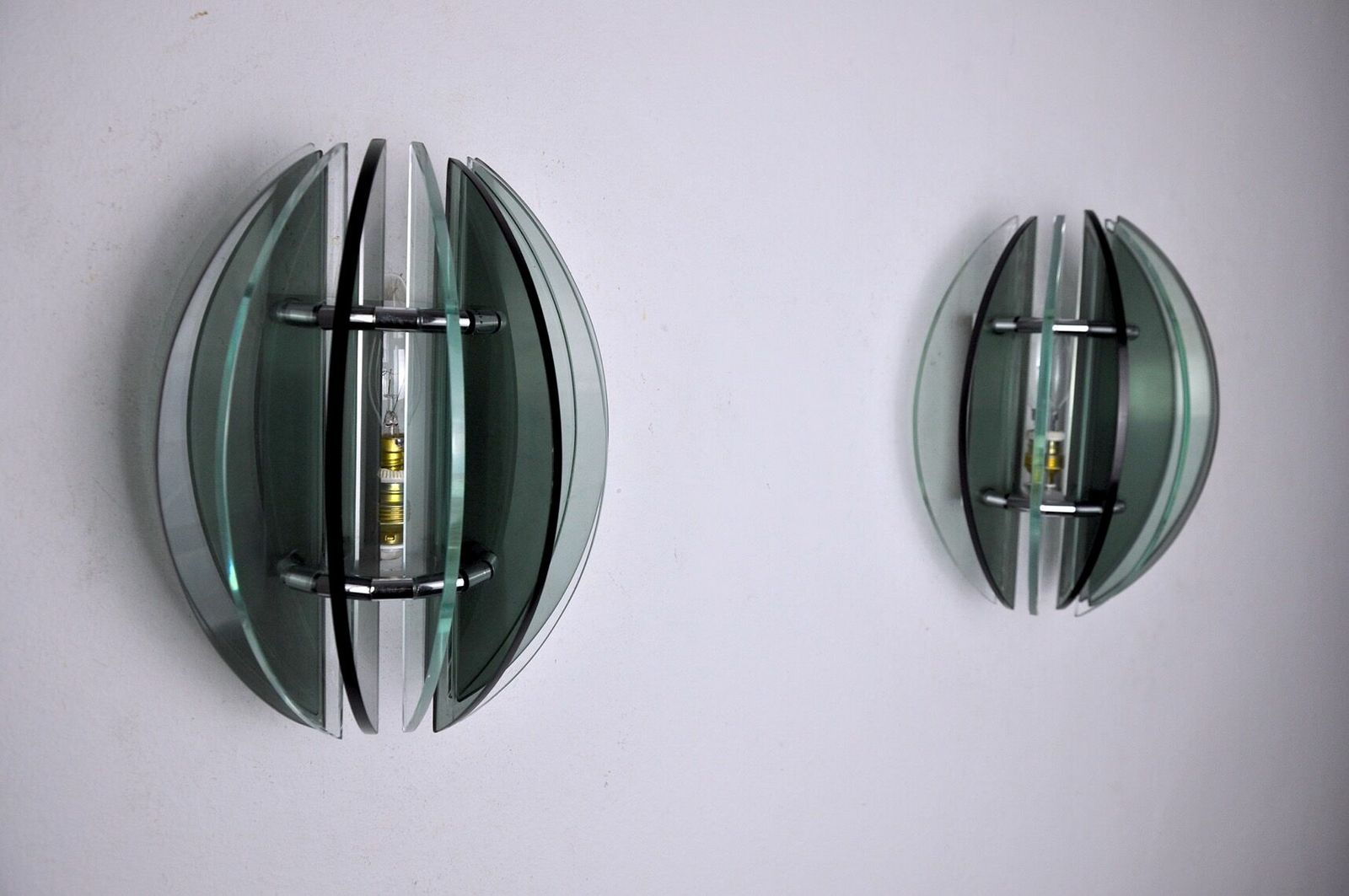 Pair Of Veca Sconces, Two Tone Murano Glass, Italy, 1960s photo buy