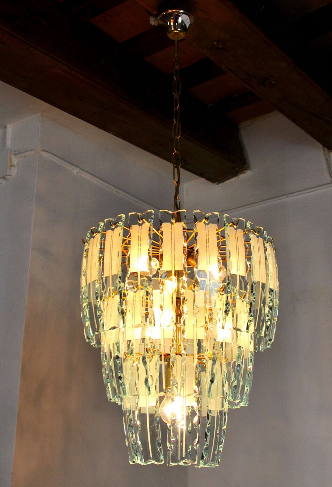 Zero Quattro Chandelier, 3 Levels, Murano Glass Italy 1970 photo furniture