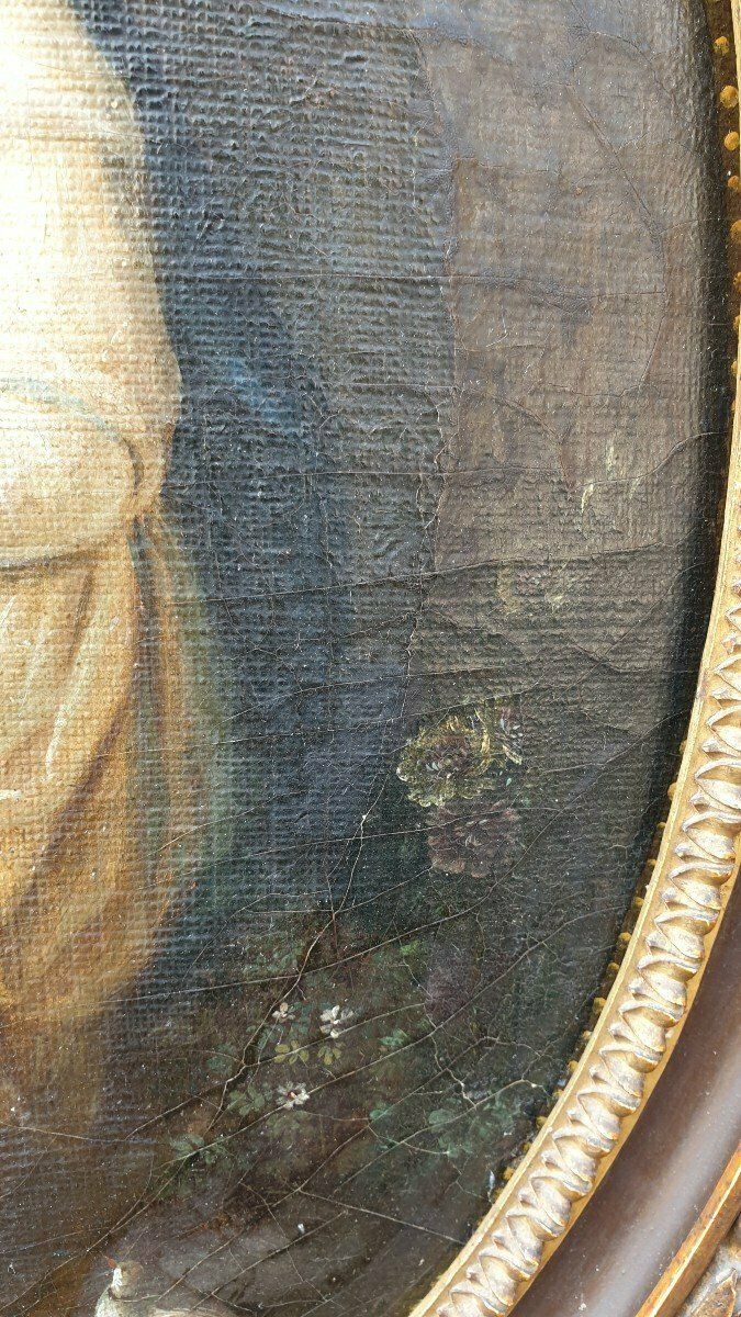 Painting Virgin Before The Instruments Of The Passion, Framed, Eighteenth Century photo vintage