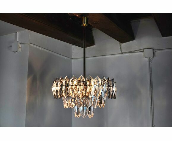 photo furniture Jt Kalmar Chandelier, Cut Glass, 3 Levels, Austria 1970