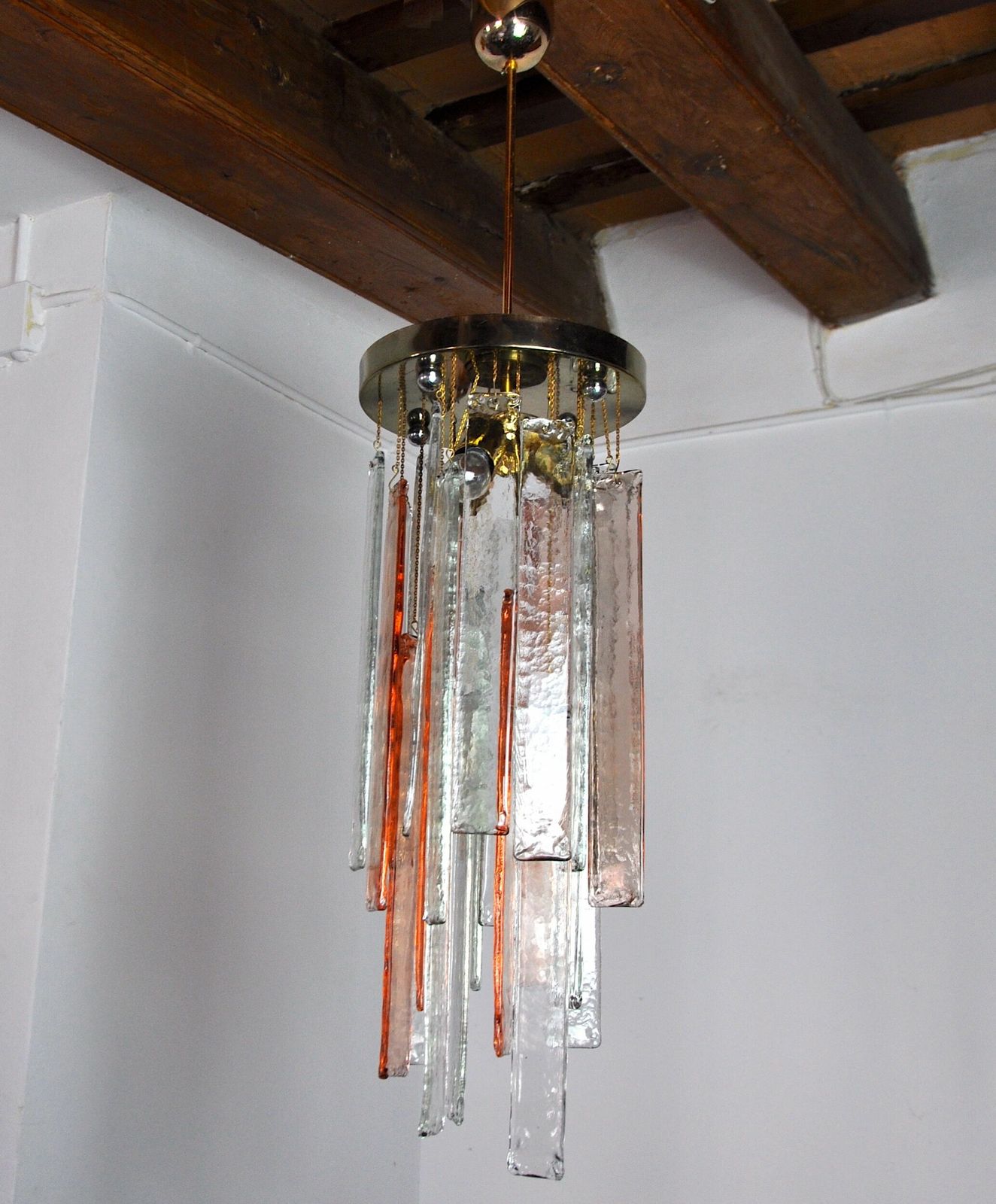 Poliarte Chandelier By Albano Poli, Pink And Transparent Murano Glass, Italy, 1970 photo Lighting