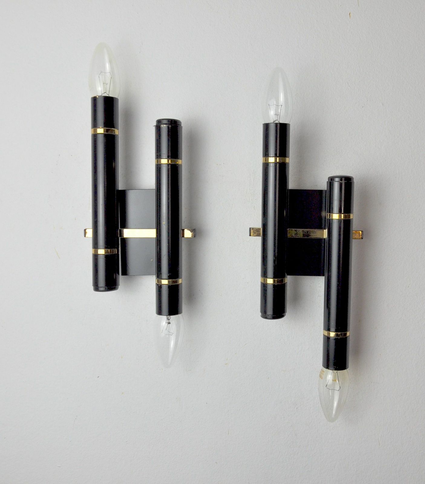 Pair Of Tubular Sconces From The Sciolari House, Italy, 1970s photo for sale