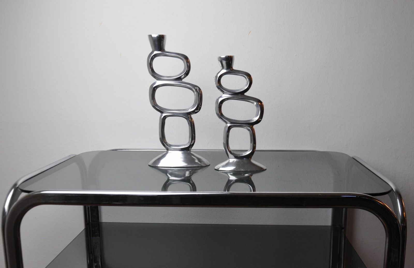 Pair Of Circle Candlesticks By Matthew Hilton, England, 1980 photo 1265.0