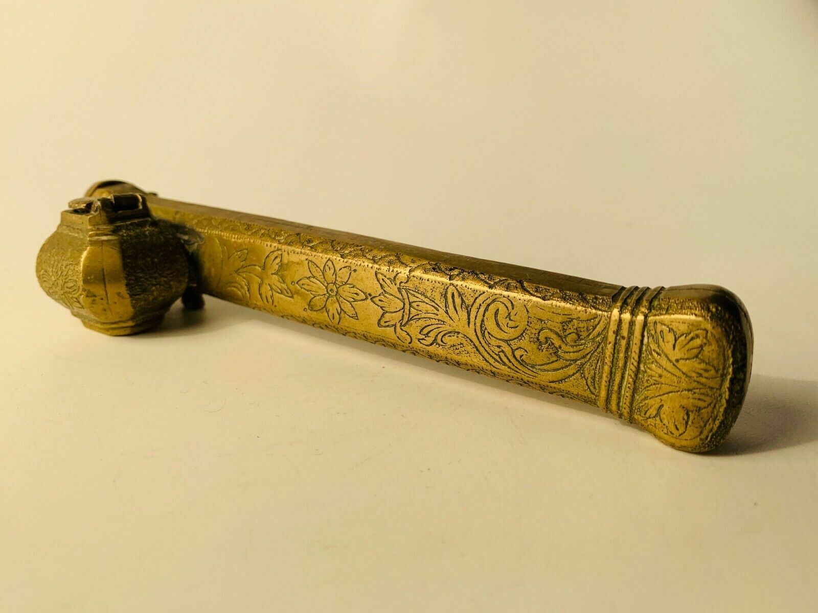 Antique Oriental Brass Brush & Ink Holder