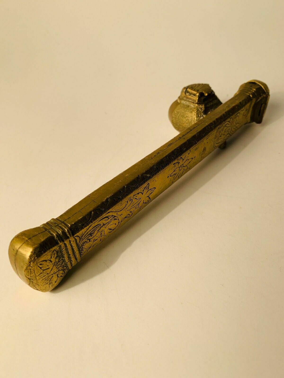Antique Oriental Brass Brush & Ink Holder photo 60.0