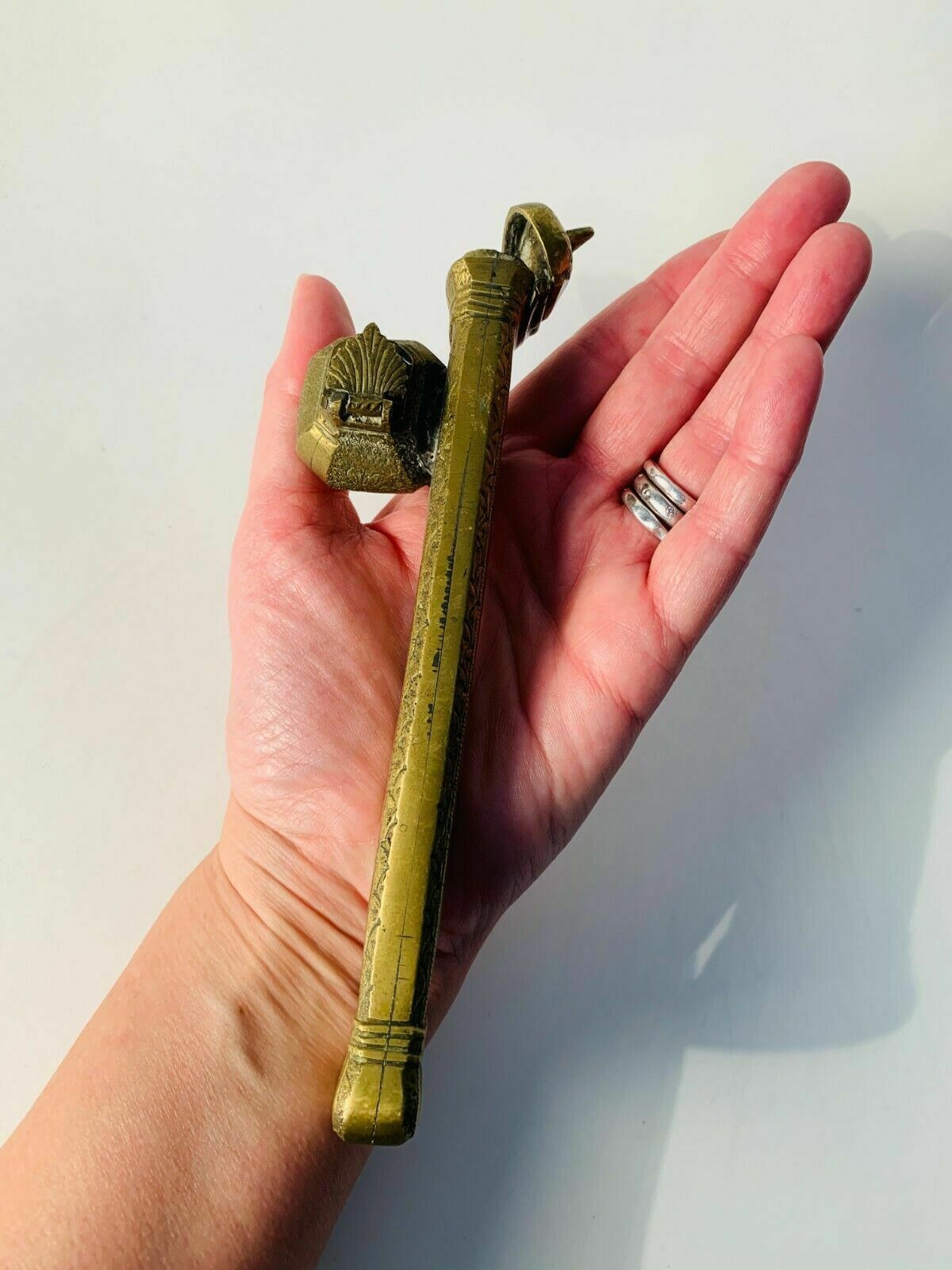 Antique Oriental Brass Brush & Ink Holder photo buy