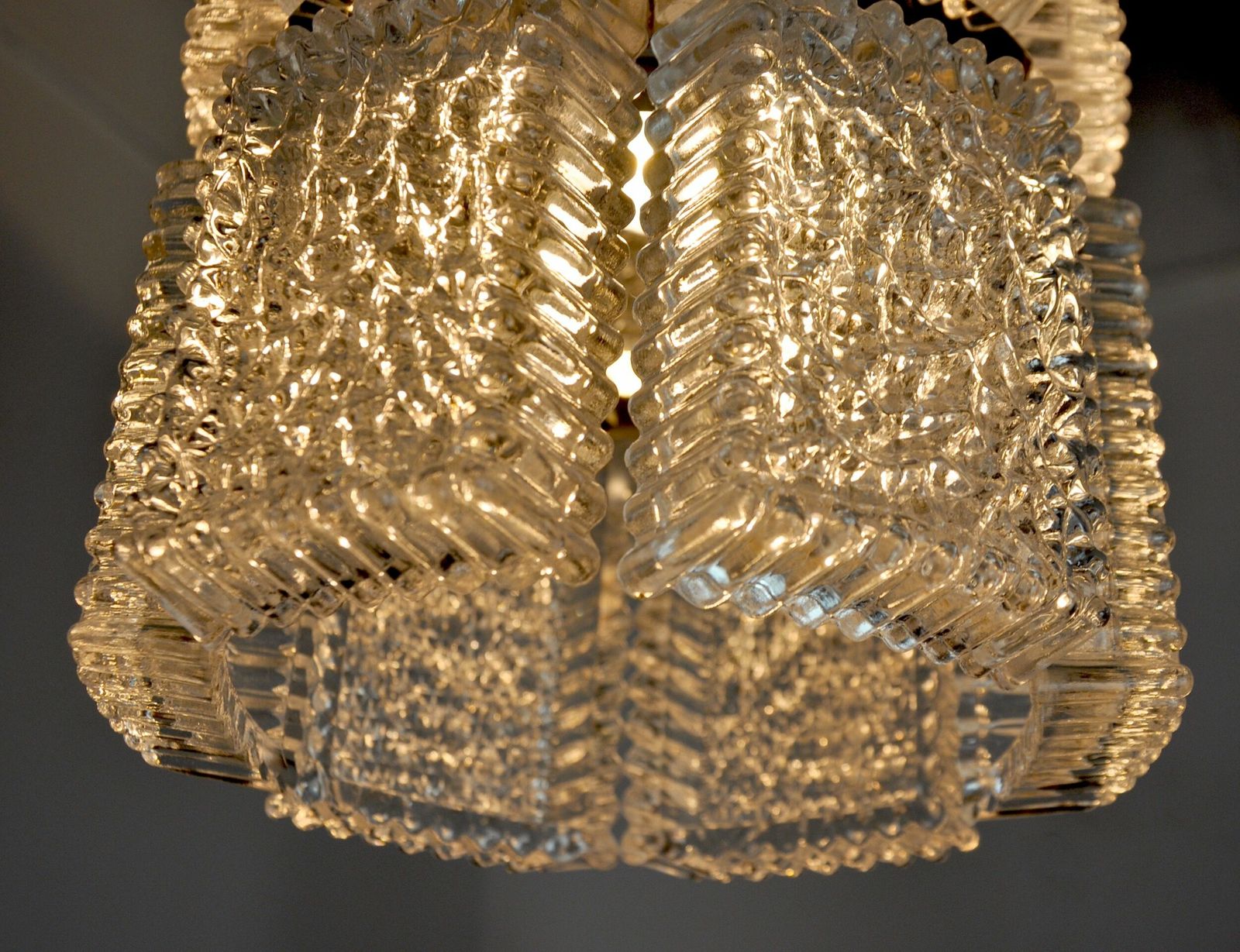 Chandelier By Kaiser Leuchten In Frosted Glass Germany 1960 photo Lighting