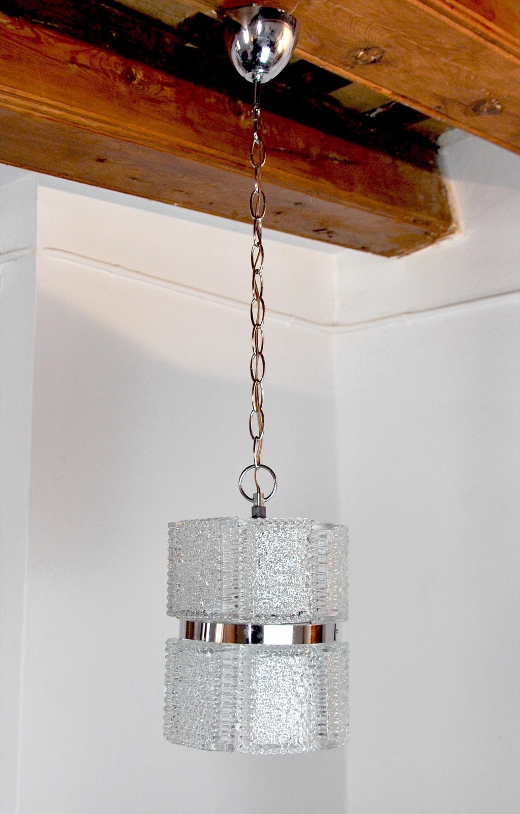 Chandelier By Kaiser Leuchten In Frosted Glass Germany 1960 photo vinterior