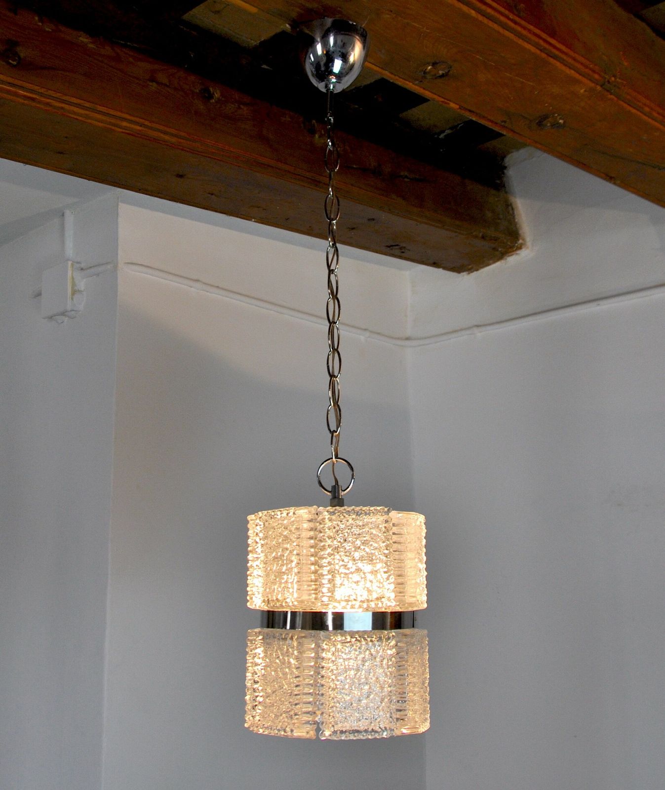 Chandelier By Kaiser Leuchten In Frosted Glass Germany 1960 photo buy