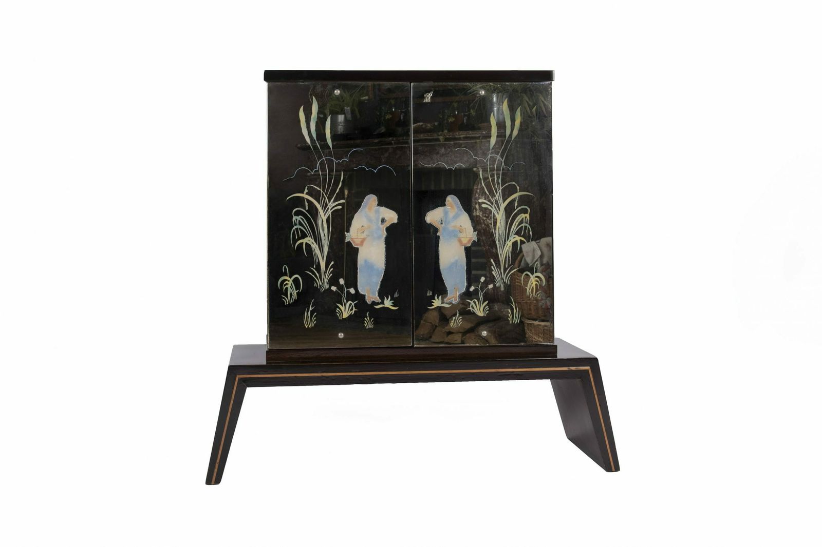 Italian Origin Art Deco Dry Bar Attributed To Osvaldo Borsani In Macassar Ebony