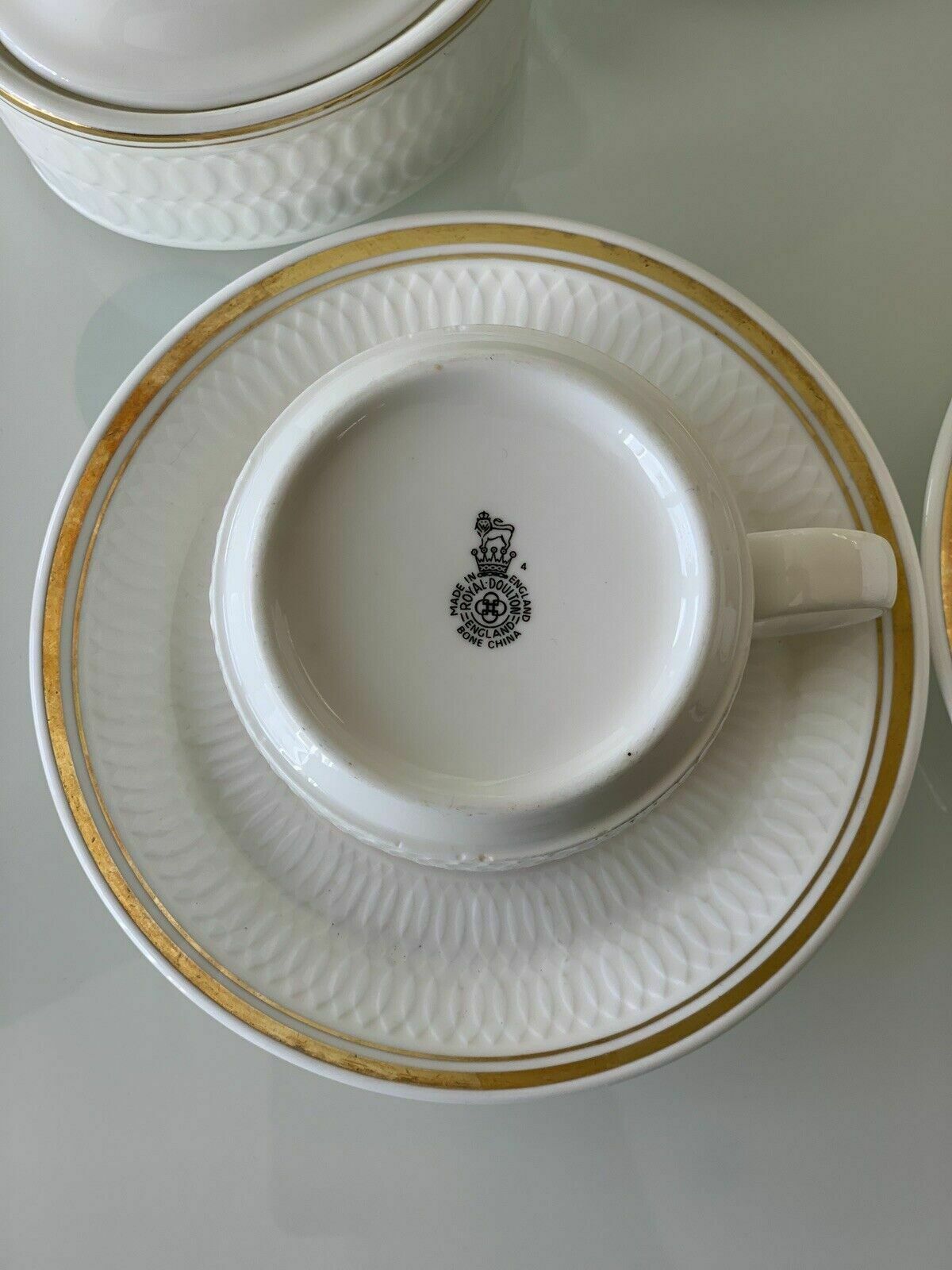 50.0 Antique Royal Doulton Coffee Pot, 3 Cups & Saucers, 2 Lidded Pots & Gravy Boat photo