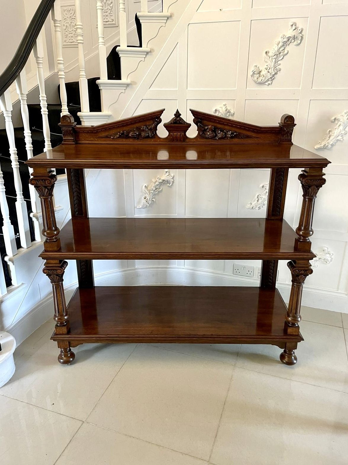 Quality Antique Carved Oak Dumbwaiter