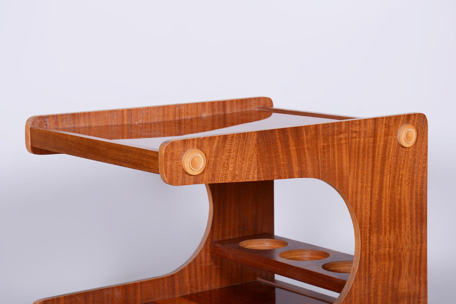 Restored Midcentury Mahogany Trolley, Revived Polish, Czechia, 1960s photo for sale