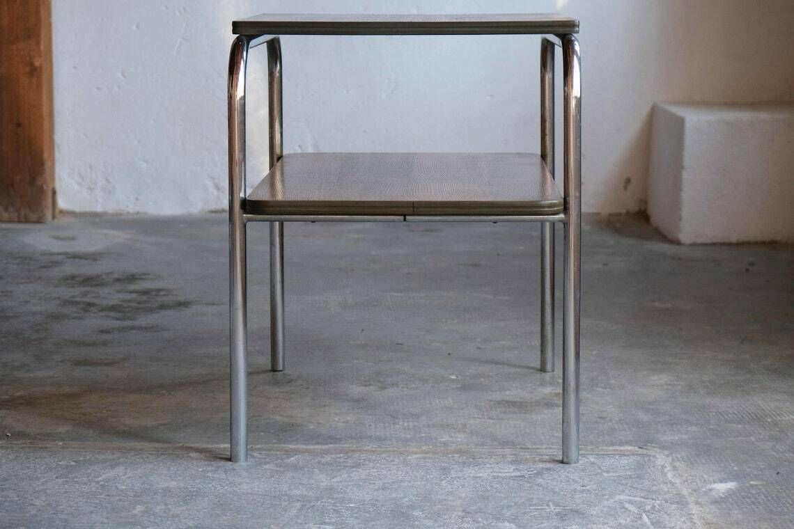 Large Bauhaus Side Table / Bauhaus Shelf In Dark Brown photo vintage