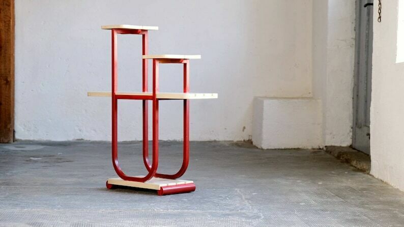 Art Deco Cake Stand / Bauhaus Plant Shelf Made Of Wood photo for sale