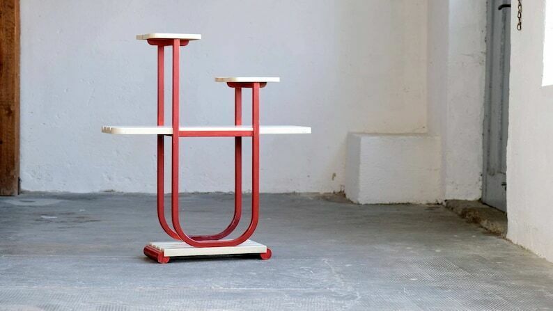 Art Deco Cake Stand / Bauhaus Plant Shelf Made Of Wood photo 400.0