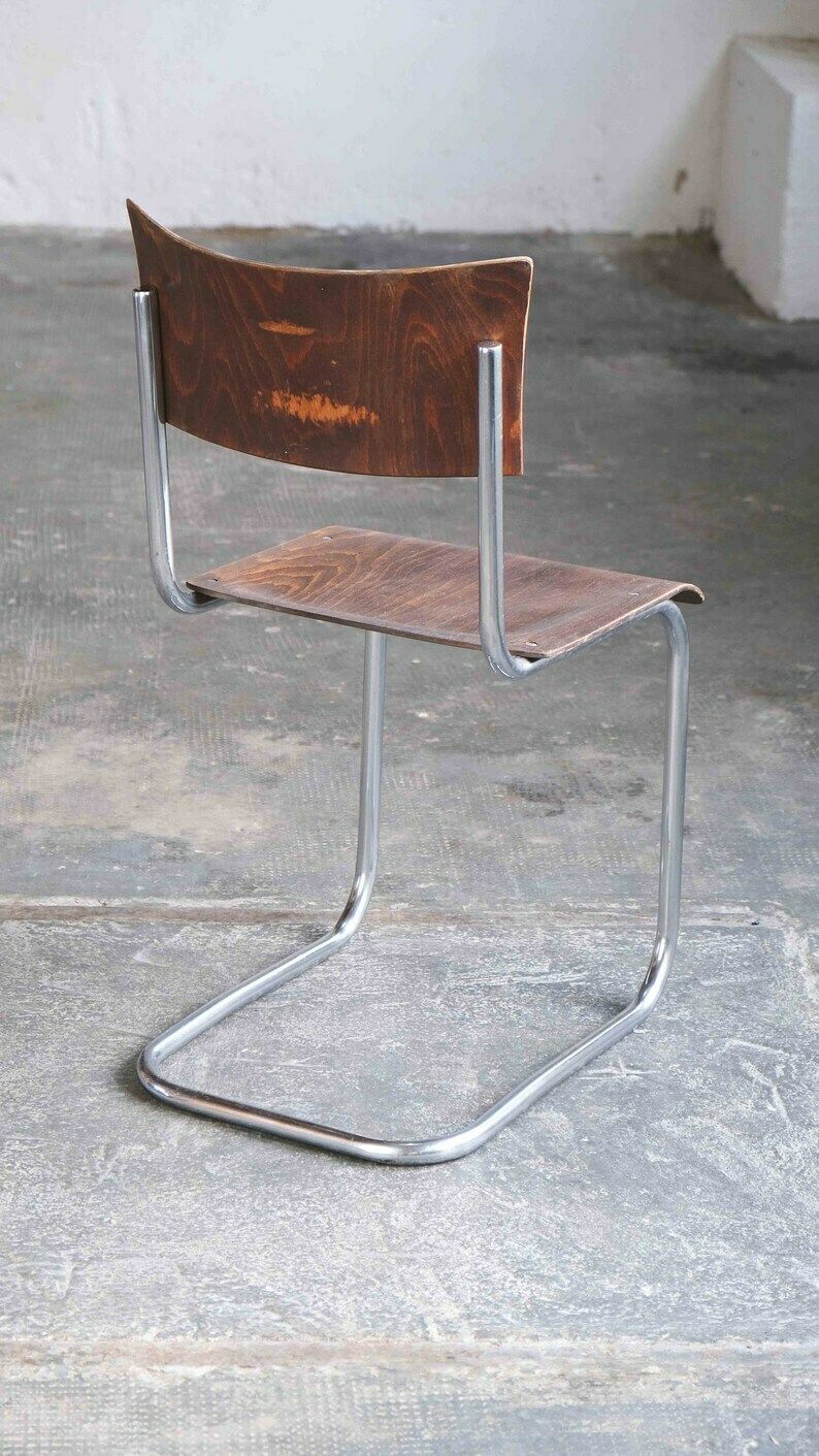 Bauhaus Cantilever Chair After Mart Stam, Dark Brown photo vintage
