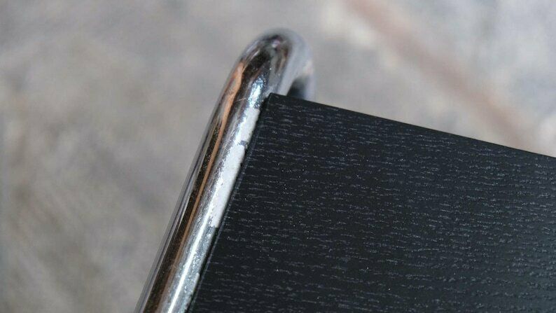 photo furniture Bauhaus Bedside Table In Black With Chromed Tubular Steel