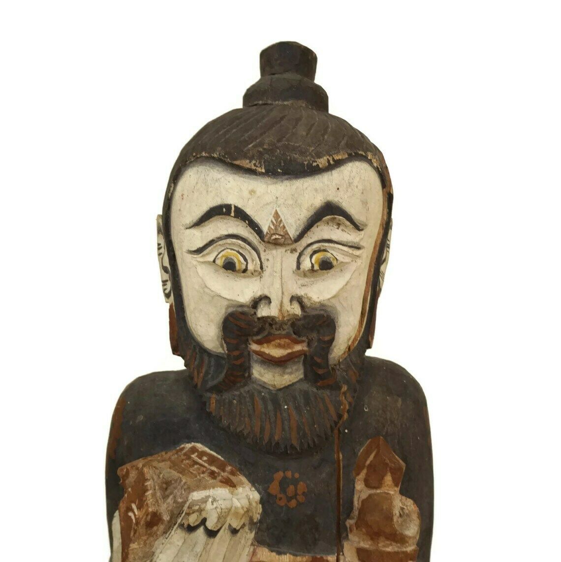 Hindu God Carved Wood Temple Figurine, Bali Souvenir Statue, Spiritual Asian Home Decor photo buy