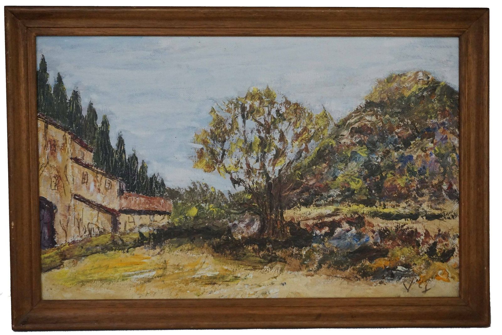 Olive Tree And Farmhouse Landscape Painting In Provence, Original Signed Art photo furniture