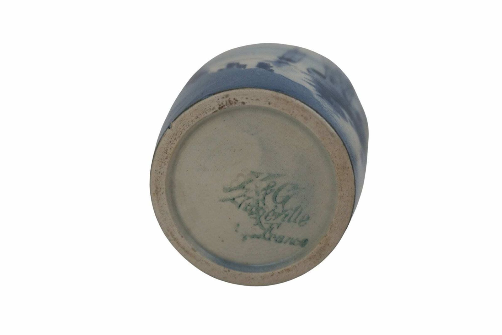 photo for sale Antique French Mustard Pottery Pot, K&G Luneville Condiment Jar